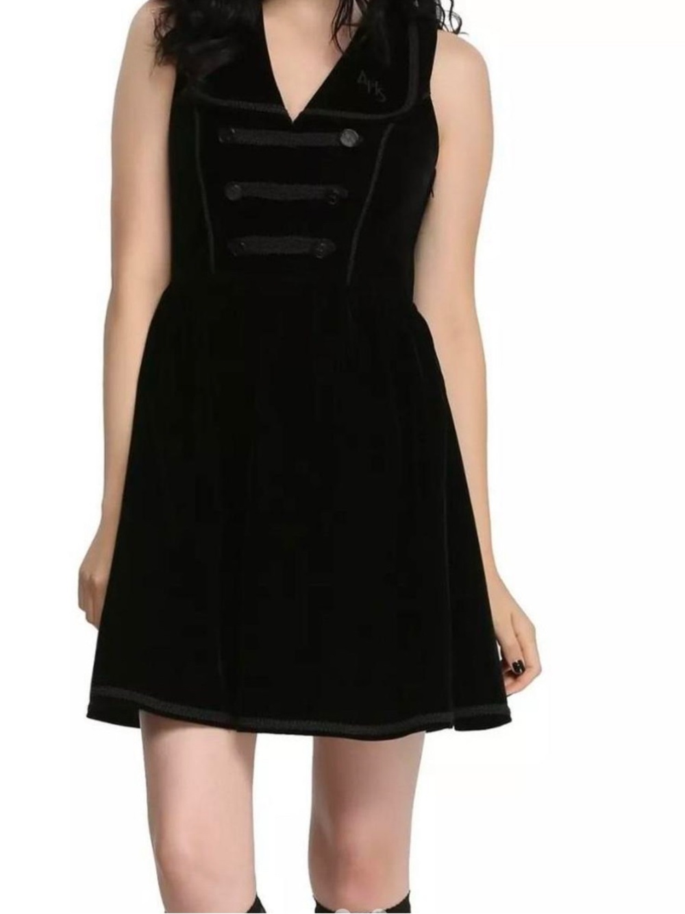 Hot Topic AHS Hotel Black Velvet Sleeveless Bellhop Button Dress
